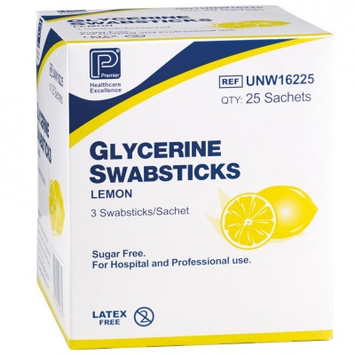 Premier Glycerine Swab Sticks - Lemon - 1 x 25